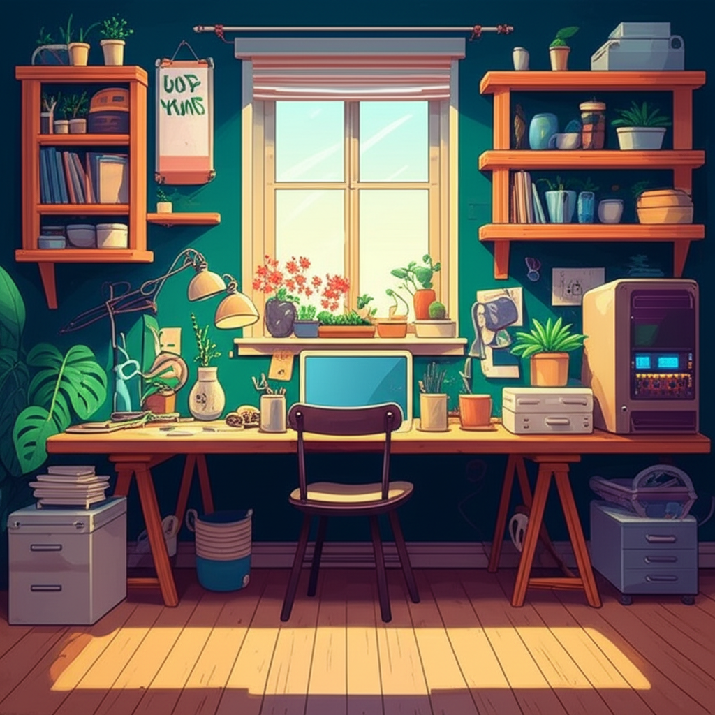 Home office reaproveitado e organizado