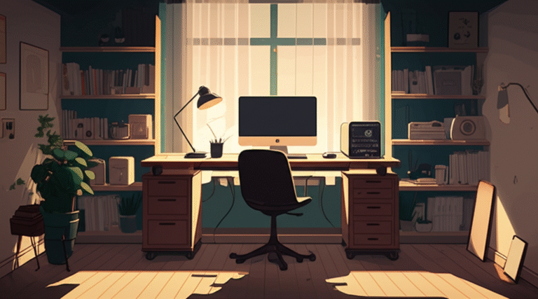 Home Office com Eficiência Energética Iluminação natural e lâmpadas LED em home office
