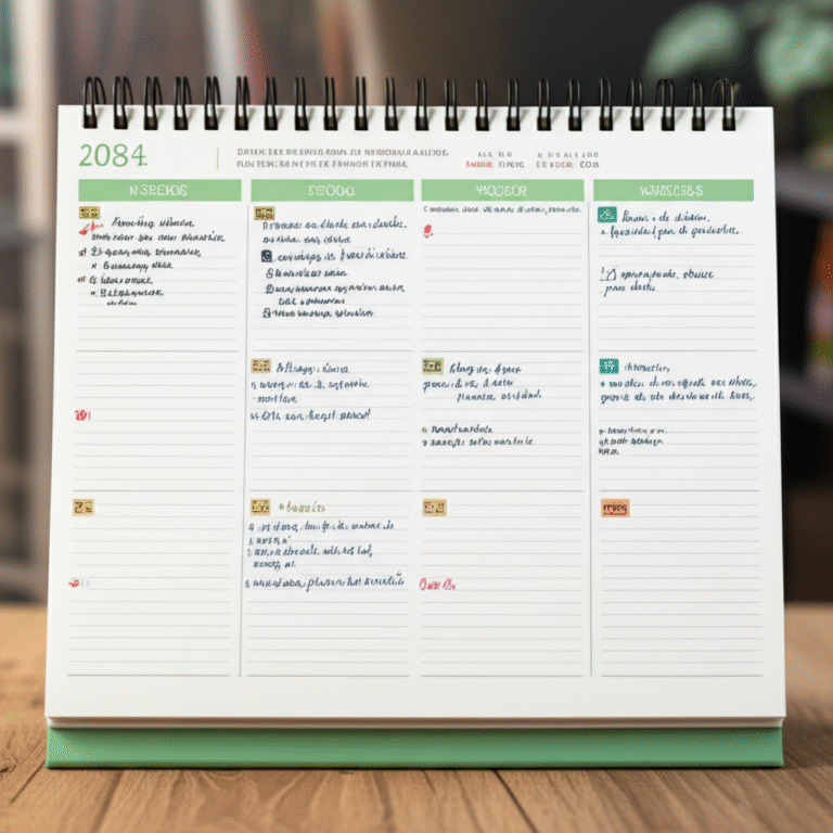 Gerenciamento de Tempo Eficaz Calendário mostrando planejamento de tarefas semanais
