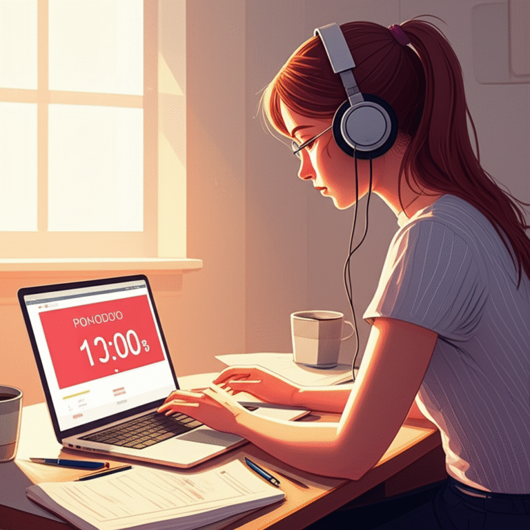 Técnica Pomodoro Mulher usando a técnica Pomodoro para gerenciamento de tempo