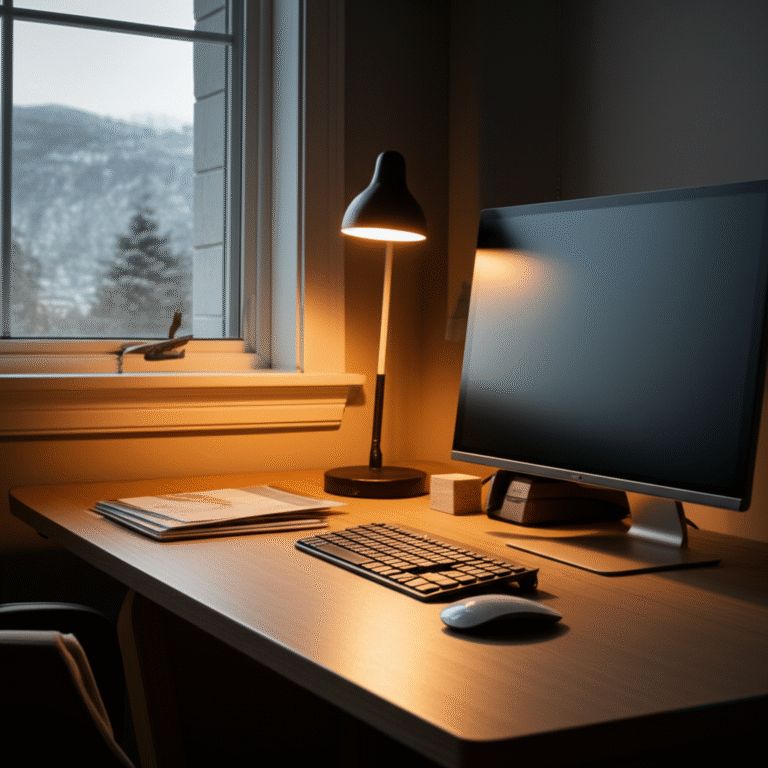 Posicionamento Ideal da Iluminação Home office com iluminação natural e luminária de mesa bem posicionada
