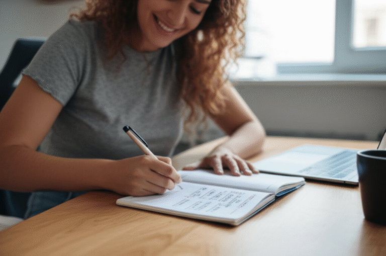 Planejamento Estratégico Freelancer Mulher planejando carreira freelancer em casa